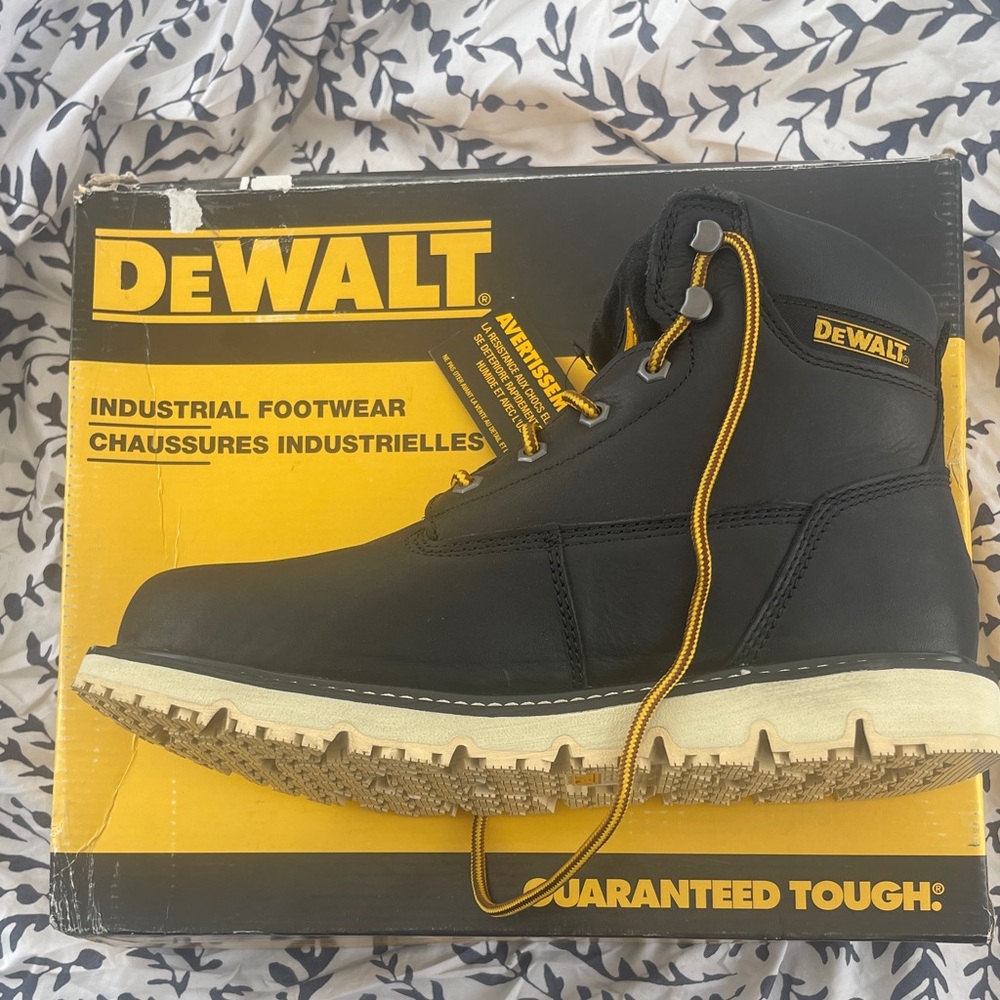 DEWALT Men’s Black Work Boots with Cream Sole - Industrial Lace-Up